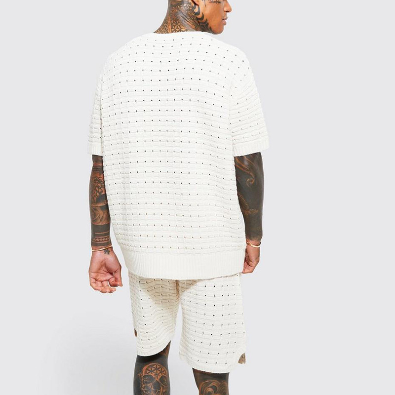 Summer Shorts Set Men - Casual Knit Sweater & T-shirt