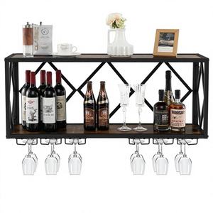 Porta Vinos Cuadrado Clásico Hecho a Mano, Duradero, Ecológico y Portátil, de Metal Galvanizado, con Compartimentos Cuadrados para Hoteles, para 4 Botellas - Product Image 1