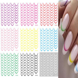 Pegatinas 3D para Uñas con Degradado de Líneas Francesas, Rayas Rojas y Negras, Accesorios para <span class=keywords><strong>Manicura</strong></span> - Product Image 1