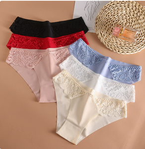 Slip da donna a vita media in nylon, traspiranti, in maglia, con stampa floreale e tinta unita, taglie S/M/L, multicolore, per esportazione transfrontaliera - Product Image 1