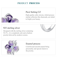 925 argent Sterling étincelant romantique Iris fleur anneau ouvert bijoux fins pour les femmes brillant violet fleurs anneau réglable
