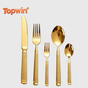 Roman Pillar Design Nordic Luxury Gold Flatware Fork Spoon Knife Silverware Stainless Steel Cutlery <b>Set</b> for Wedding - Product Image 1