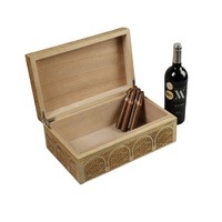 Caja de Cigarros y Caja para Conservar Frescura de Cedro Okouman Tallado en Madera Lacada de Alta Calidad, Estilo Americano, Resistente a la Humedad