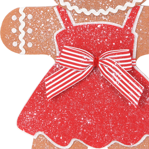 Red Bow Gingerbread Girl 16 Inch Standing Table Decoration for Home Mantel Restaurant Christmas Party Display Wholesale - Product Image 2