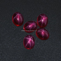 En stock, pierre saphir étoile rouge 4x6mm à 8x10mm, motif blanc, perles ovales à dos plat, corindon, rubis, pierre saphir à vendre