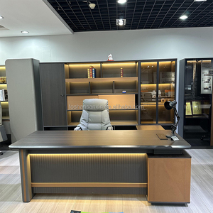 Sunsin Luxury Orange Boss Desk Modern CEO Executive <span class=keywords><strong>Office</strong></span> Desk Silla Combinación Mesa de gama alta con luz LED Muebles de oficina - Product Image 3