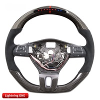 Volant de direction en fibre de carbone véritable avec commande par application LED, vitesse et régime, pour Volkswagen CC, style sport