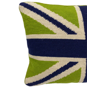 Funda de almohada de terciopelo de lujo, azul, verde y blanco, Unión Jack - Product Image 3