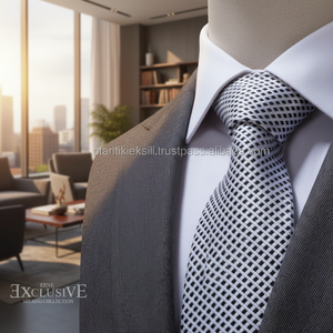 <b>White</b> Black <b>Squared</b> Necktie - Product Image 3