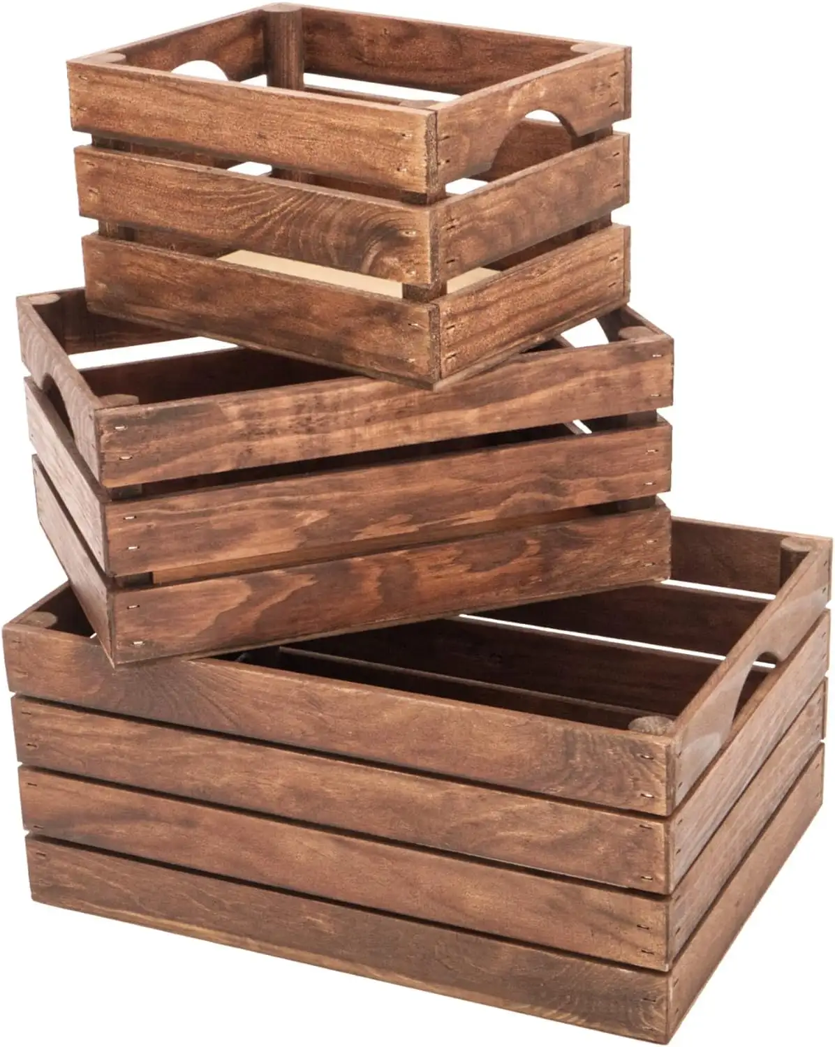 Peti kayu pedesaan untuk tampilan dekoratif antik, set peti bersarang untuk penyimpanan kotak kayu terbuat dari kayu 100%