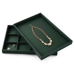 Manufacturer wholesale black stackable jewelry tray high-end customize luxury pu leather jewellery tray