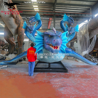 Parc à thème Jurassic life-ize monstre à cinq têtes Dragon Animatronic