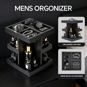 Makeup Organizer Wooden Desktop Storage With 360 Degree Rotating Design For Cosmetic Use - Product Image 4
