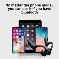 Earphone Nirkabel Konduksi Tulang Terlaris 5.0 dengan Slot Kartu Memori, Kontrol Suara, Desain Pengait Telinga, Tahan Air