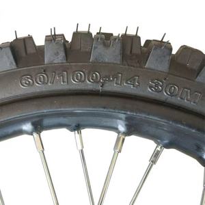 Neuer <span class=keywords><strong>YTY</strong></span> 14-Zoll-Vorderrad- und 12-Zoll-Hinterrad-Dirt-Bike-Radsatz mit Knobby-Reifen, 110cc 125cc Pit Bike, schwarze Trommelnaben, Stahlfelgen, Offroad-Rennkit - Product Image 3