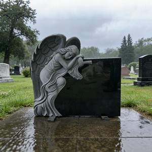 ספק סיני, מצבות שיש גרניט שחורות ואדומות גדולות בהתאמה אישית עם לב, לזכר אנשי אמריקה. - Product Image 4