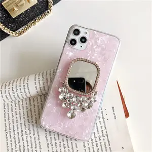 Bella conchiglia a specchio in lamina d'oro con Glitter lucido diamante per custodia per telefono iPhone 14 Pro Max