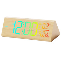 Sveglia Digitale in Legno per Camera da Letto, Grande Display per Soggiorno, Retroilluminazione Multicolore, Doppio Allarme, DST, Funzione Snooze