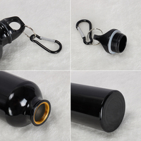 Botella de agua deportiva para bicicleta, sin Bpa, de aleación de aluminio, sublimación en blanco, con mosquetón, 500ml, 750ml, venta al por mayor