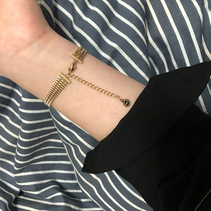 European and American Fashion Belt Buckle Three-layer Chain Exaggerated Street <b>Bracelet</b> For Women, 18K Gold Plated Stainless Ste - Product Image 6