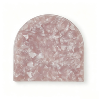 Miroir de poche en acétate marbré rose avec logo personnalisé, miroir de maquillage portable avec pochette en velours pour cadeaux, voyages, événements professionnels