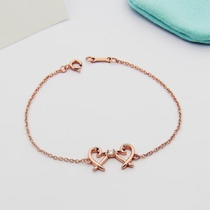Collar <span class=keywords><strong>de</strong></span> Acero Inoxidable con Letra T <span class=keywords><strong>de</strong></span> Bambú y Corazón Cruzado con Diamante Único para Mujer, Collar Doble <span class=keywords><strong>de</strong></span> Corazón <span class=keywords><strong>de</strong></span> Durazno Chapado <span class=keywords><strong>en</strong></span> Oro Estilo Deportivo - Product Image 2