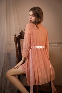 Yeni Stil Odm Dobby Kumaş File Pijama Kadın Seksi Şeffaf Üç Parçalı Gecelik Yazlık İnce Tişört - Product Image 4