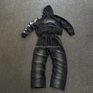 Survêtements personnalisés 420 g/m² : Sweats à capuche zippés délavés au soleil et pantalons de jogging amples – Fabrication sur mesure - Product Image 2