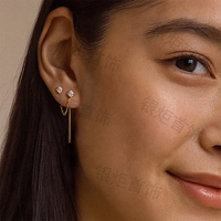 Boucles d'oreilles pendantes à double chaîne en argent 925 plaqué or 18 carats LOZRUNVE pour filles et femmes
