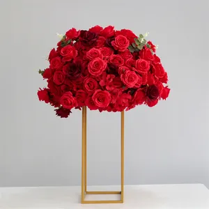 WG230072 웨딩 센터 조각에 대한 사용자 정의 인공 큰 꽃 공 빨간 장미 결혼식 꽃 공 배열