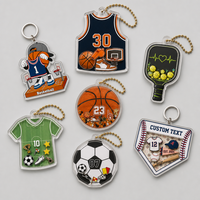 Porte-clés en acrylique personnalisé avec plaque de baseball, texte personnalisé, breloque flottante balles de sport, souvenir d'équipe de softball