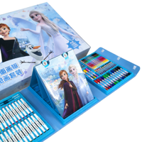 Ensemble de peinture artistique pour enfants sur le thème de La Reine des Neiges, 98 pièces, boîte de rangement portable, chevalet double face, crayons de couleur, marqueurs, crayons de couleur, kit de papeterie