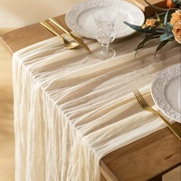 Chemin de table en voile froissé style occidental texturé pour mariage et fête, style bohème, pour e-commerce transfrontalier