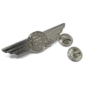 Épingle en métal personnalisée, badge d'ailes de pilote, vente en gros d'usine, pièces