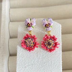 Alla moda elegante stile antico smalto tre colori <span class=keywords><strong>viola</strong></span> <span class=keywords><strong>del</strong></span> <span class=keywords><strong>pensiero</strong></span> Huggie <span class=keywords><strong>orecchini</strong></span> 18K placcato oro donna romantica alla moda di fascia alta - Product Image 4