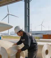 Tissu de renforcement en fibre de verre E-Glass 3732, tissage sergé, sans alcali, résistant à la chaleur 550°C, pour pales d'éoliennes FRP