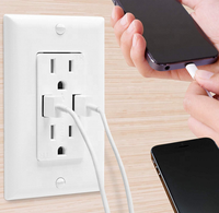 Prise murale USB 15 A 125V NFC Double port Type a Prise chargeur USB Sortie 2.1A Blanc pour listé