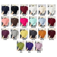 Kaos Wanita Lengan Pendek Musim Panas Bahan Katun Mercerized dengan Sentuhan Sutra Es, Model Simpel Mengecilkan Pinggang, Warna Solid