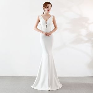 1260-1 #   Vestido <span class=keywords><strong>de</strong></span> <span class=keywords><strong>Noche</strong></span> para Mujer, Nuevo, Sexy, Estilo Socialité, Cola <span class=keywords><strong>de</strong></span> Pez, Largo, Elegante, Entallado, Escote en V - Product Image 1