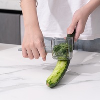 Handmatige creatieve keukenhulpjes met lange steel, enkelvoudige kop, roestvrijstalen groentegereedschap, schilmes voor aardappel en appel met opbergdoos