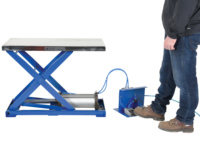 Table élévatrice à ciseaux pneumatique électrique 200 kg, plateforme de chargement fixe, construction en acier au carbone, hauteur maximale 1000 mm
