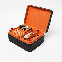 Boîte de rangement pour bijoux en cuir PU haut de gamme, avec poignée, boîte à montres, boîte à bijoux de voyage personnalisée