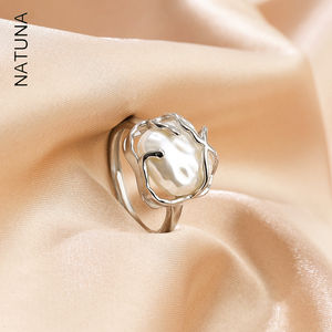 خاتم ناتونا أوبال مطوي تصميم أنيق من الفضة الإسترليني خواتم وعد مخصصة من اللؤلؤ - Product Image 1