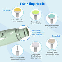2 en 1 Multifonctionnel 6 Têtes Led Lights Baby Nail File Electric Baby Nail Trimmer Clipper for Newborn, Infant, Toddler, Kids