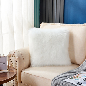 Jade Coin Plush Square Lumbar <b>Pillow</b> Pink Solid Color Sofa Backrest Cushion Washable PP Cotton Filling - Product Image 4
