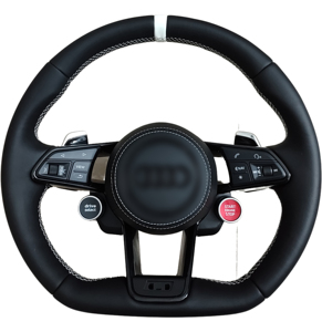 Volant sport en cuir Nappa perforé avec bouton de mode de conduite compatible <span class=keywords><strong>Audi</strong></span> A4 B9 S4 RS4 A5 S5 RS5 – Pièces de mise à niveau - Product Image 1