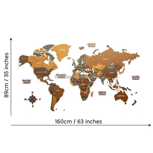 Mapa del mundo grabado en 3D personalizado de fábrica, decoración de <span class=keywords><strong>pared</strong></span> de madera, Oficina transfronteriza, sala de estar, artesanías, cajas de madera y carteles de <span class=keywords><strong>pared</strong></span> - Product Image 4