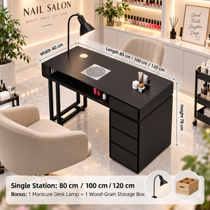 Mesa Profesional para Manicura de Uñas con Cajones de Almacenamiento, Orificio para Colector de Polvo, Lámpara LED, Mueble de Estación de Trabajo para Salón de Uñas - Product Image 1