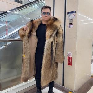 <span class=keywords><strong>Cappotto</strong></span> Invernale da <span class=keywords><strong>Uomo</strong></span> con Cappuccio in Vera <span class=keywords><strong>Pelliccia</strong></span> di Procione, Taglie Grandi USA, Servizio OEM Personalizzato - Product Image 2