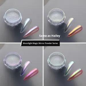 بودرة فن الأظافر بتأثير ضوء القمر، بودرة فضية سحرية لامعة، بودرة لؤلؤية فائقة اللمعان، تأثير مرآة، صبغة لتزيين الأظافر - Product Image 3